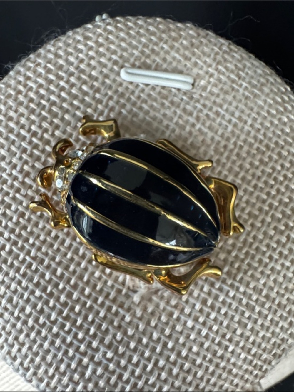 VTG Dolphin Ore Enamel Beetle Brooch Pin 18K Gold Plated Swarovski Crystal